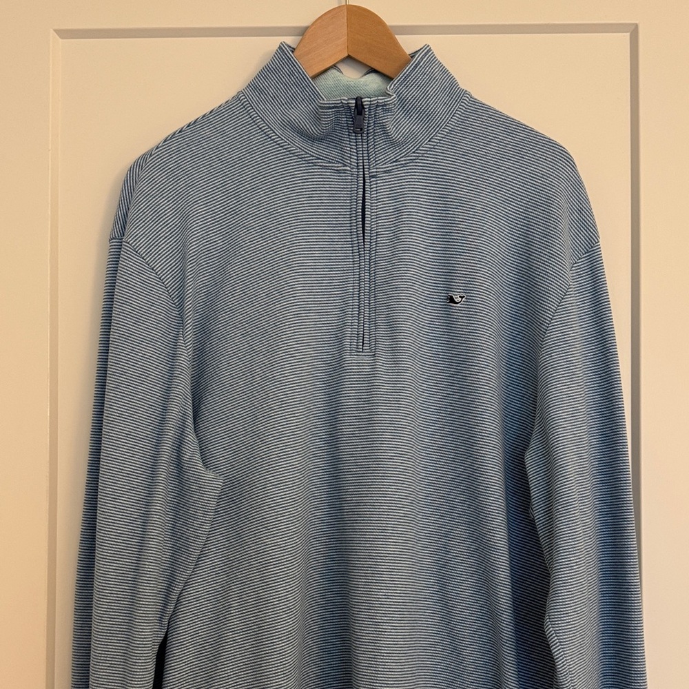 Vineyard Vines Men's Light Blue Quarter-Zip Sweater